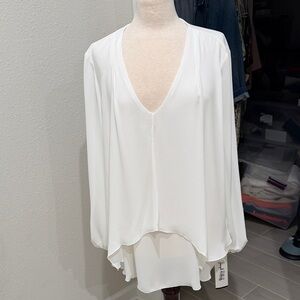 Joseph Ribkoff White V-Neck Blouse